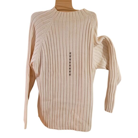 Taupe Tan Croft Barrow XLT Mens 100% Cotton Cable Knit Mock Turtleneck Sweater - Picture 1 of 3